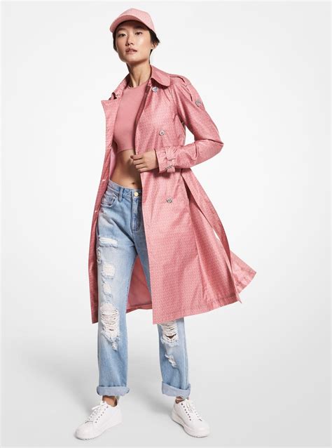 Logo Print Satin Ciré Trench Coat 